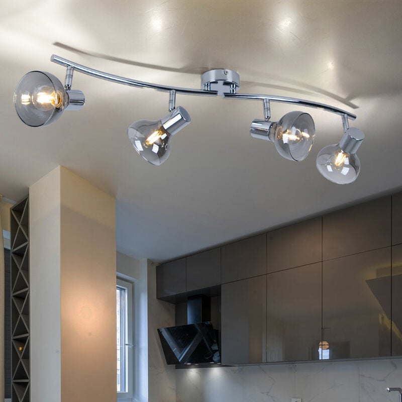Image of Plafoniera lampada da soffitto lampada da soggiorno lampada da sala da pranzo lampada da corridoio, faretti mobili 4 lampadine, metallo vetro