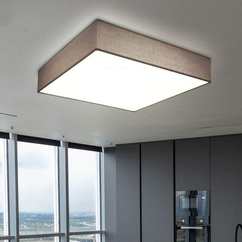 Image of Plafoniera lampada da soffitto ufficio soggiorno led quadrata, metallo plastica, led 40W 1375lm 3000-6000K, LxLxH 50x50x13 cm