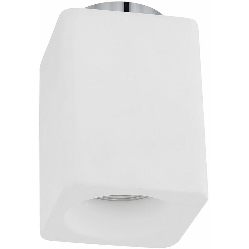 Image of Etc-shop - Plafoniera lampada in gesso bianco cromo quadrato illuminazione soggiorno camera da letto