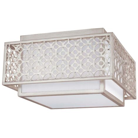 Plafoniera lampada soggiorno lampada acciaio lino D 36,8 cm 2 fiamme argento