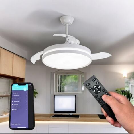 Plafoniera lampadario moderno a LED con ventilatore eliche a scomparsa da soffitto cambia 3 luci telecomando 60W gestibile da telecomando e APP