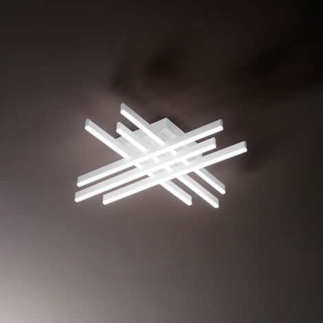 Plafoniera LASER  LED 45W 3600LM - CCT 3000K 4000K 6000K in alluminio verniciato bianco 6 diffusori 63cm