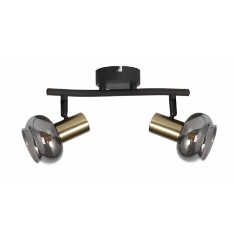 Plafoniera Lauree Reality nera oro 2 luci E14 dimmerabile