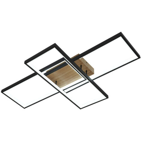 Plafoniera LED 134W 14740lm 3000-6500K 79cm Nero/Legno Dimmerabile Serie Madaleta