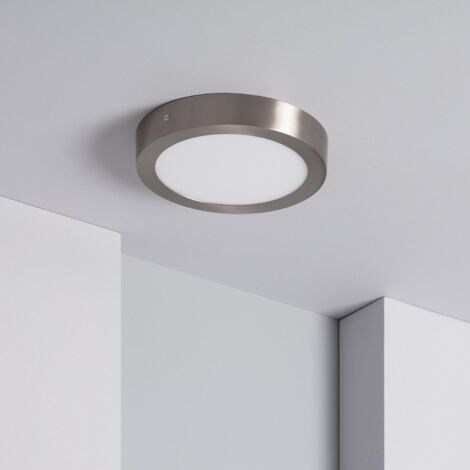 Plafoniera LED 18W Circolare Metallo Ø225 mm Argento Bianco Freddo 5000K