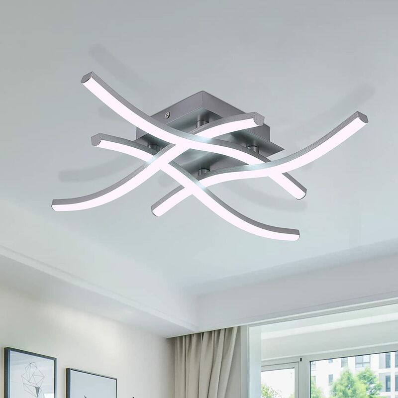 Image of Goeco - Plafoniera led 24W Design moderno Bianco Freddo 6000K Forma d'onda Lampada a Soffitto Per soggiorno, camera da letto, sala da pranzo, ufficio