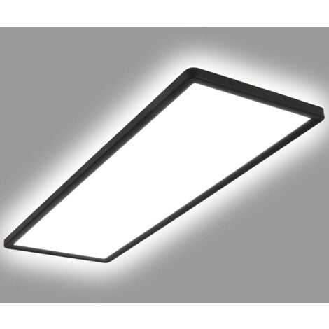 LEDKIA Plafoniera LED 24W Rettangolare SwitchCCT Selezionabile 580x200 mm Doppia Luce Nero Selezionabile (Caldo-Naturale-Freddo)