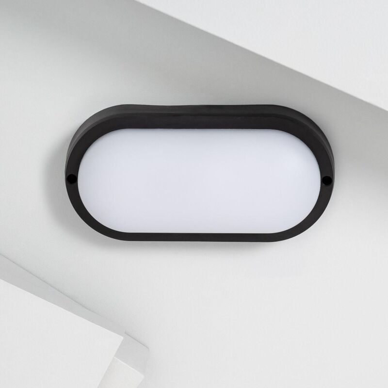 Image of Plafoniera led 25W Ovale per Esterni 96x198 mm IP65 Hublot nero Bianco Caldo 3000K