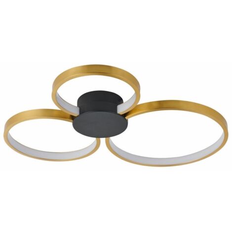 Plafoniera LED 3 anelli oro/nero 24W Reality Condida