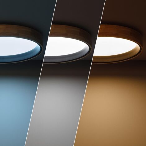 Plafoniera LED 30W Circolare Legno Ø570 mm CCT Selezionabile Dari Nero