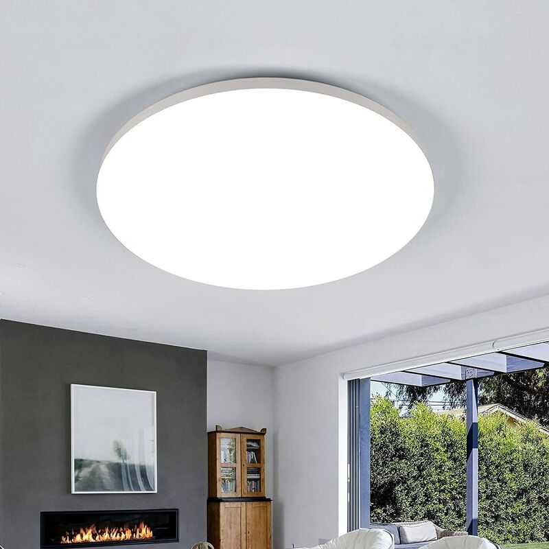 Image of Goeco - Plafoniera led 30x3cm, 24W Lampada da Soffitto Rotonda Impermeabile IP54 per Bagno, Luce a Soffitto led Bianco Freddo 6500K per Camera da