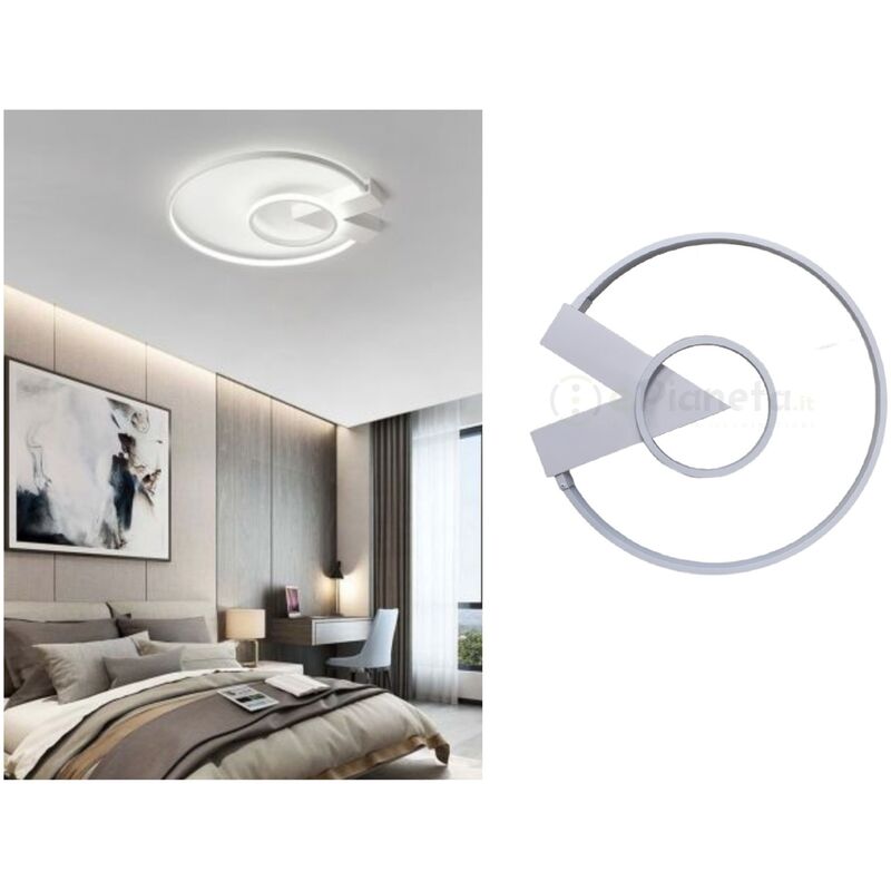 Image of Plafoniera led 32w lampadario con cerchio design moderno tondo anello bianco da soffitto luce naturale freddo Bianco freddo