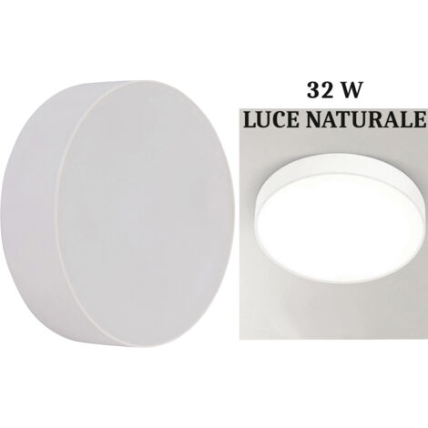 Plafoniera led 32w tonda bianco design moderno pannello lampada da soffitto circolare a cerchio rotonda luce fredda naturale Naturale