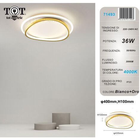 Plafoniera led 36w cerchio bianco design moderno lampadario da soffitto tonda luce bianco naturale Naturale