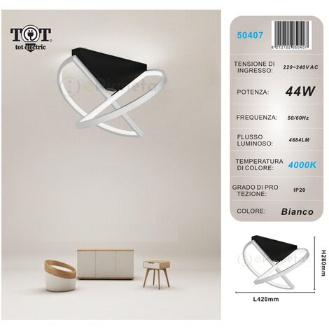 Plafoniera led 44w bianco oro lampadario da soffitto design moderno  luce fredda naturale  Bianco - Luce naturale