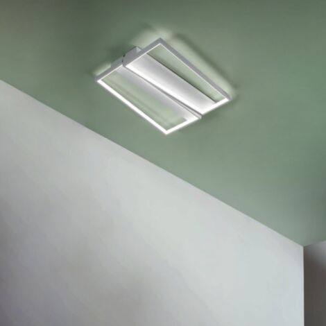 Plafoniera Led 50x46 cm SQUARE in metallo Bianco e diffusore polimerico