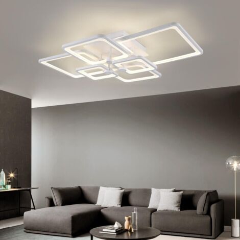 Plafoniera LED 70W  3 colori CCT, luce calda/naturale/fredda, lampadario moderno 6 quadrati 5600lm, design elegante per interni