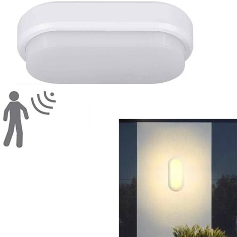 PLAFONIERA LED 9W DOME OVALE SENSORE MOVIMENTO IP56 BIANCO CALDO 3000K 1514