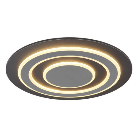 Plafoniera LED antracite opale lampada da soffitto grigio soggiorno luce soffitto, metallo acrilico, 40W 1100Lm bianco caldo, DxH 48x5,2 cm