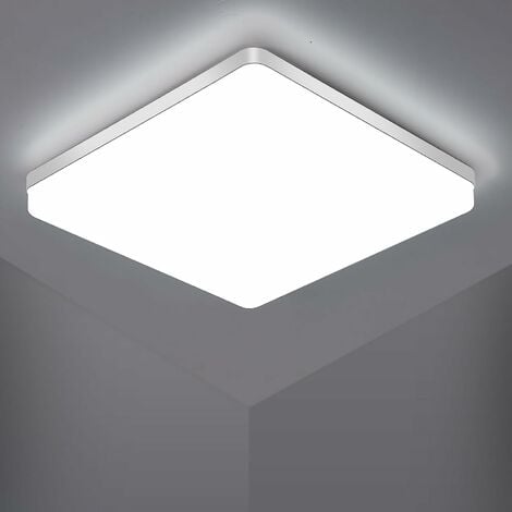 GOECO Plafoniera LED Bianco Freddo 6000K Quadrato 23x23cm Plafoniera da bagno Impermeabile IP54 Per bagno camera da letto soggiorno cucina