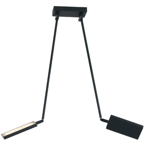 "Plafoniera LED BOOK in alluminio nero con diffusori orientabili 3200K"