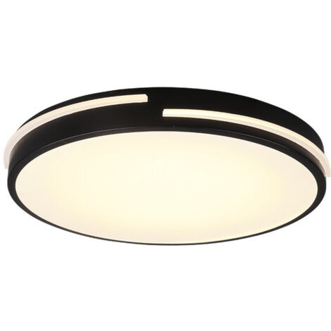 Plafoniera LED c/telecomando, metallo, nero opaco, D40 cm, Tacoma