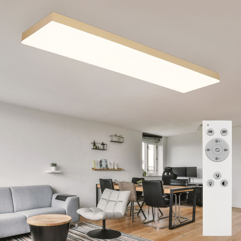 Image of Plafoniera led con telecomando plafoniera da parete in ottone dimmerabile, cct, luce notturna, 24W 1800Lm 2700-6500K, l 80 cm