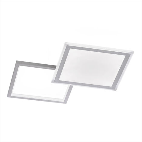 Plafoniera LED con telecomando Plafoniera sala da pranzo dimmerabile CCT, alluminio argento, 36W 2000Lm, LxPxH 51x51x4.5 cm, WOFI 11523