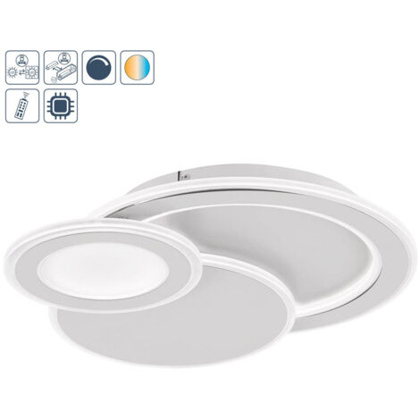 Plafoniera LED con telecomando plafoniera soggiorno camera da letto moderna lampada dimmerabile, CCT memory bianco, 36W 2850Lm, LxPxH 49x47x8 cm, Wofi 11861