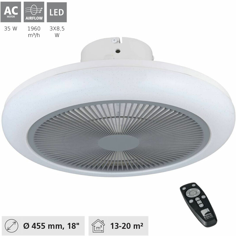 Eglo - Ventola del soffitto a led Kostrena abs