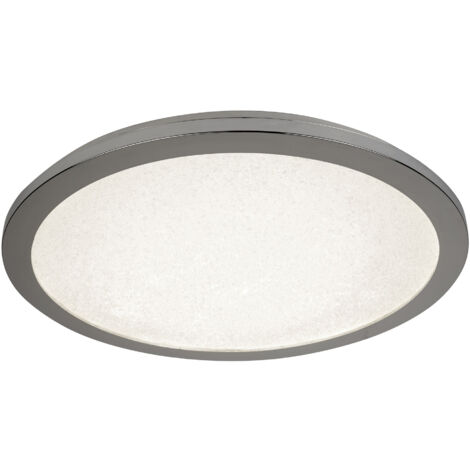 Plafoniera LED cromo chiaro cristallo effetto sabbia IP44 illuminazione bagno