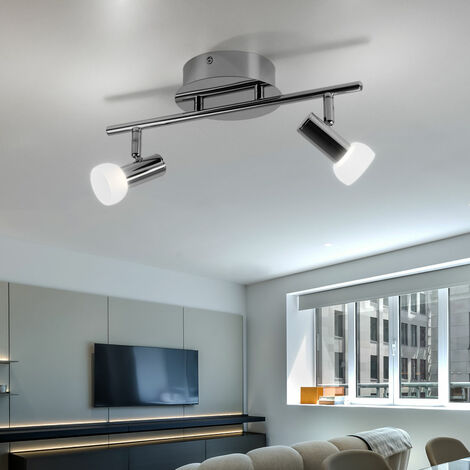 Plafoniera LED cromo plafoniera soggiorno 2 fiamme, con spot orientabile, 2x 4.6W 2x 229lm bianco caldo, LxP 38x14 cm