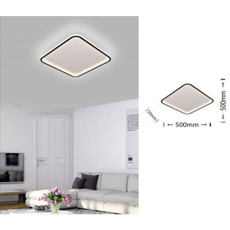 Image of Universo - Plafoniera led da soffitto 50w lampadario quadrato bianco design moderno luce fredda naturale per camera cucina salotto Naturale 4000k
