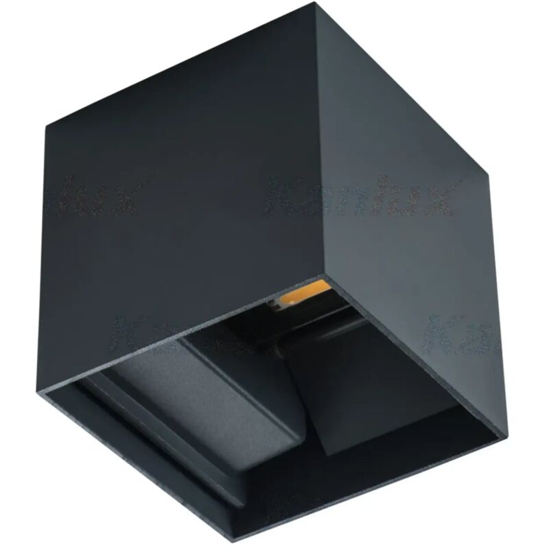 lampada parete muro led applique doppia luce 7 watt nero quadrato bianco naturale