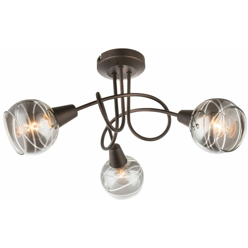 Image of Lampada da soffitto a led illuminazione apparecchio di illuminazione metallo bronzo vetro soggiorno pranzo camera da letto