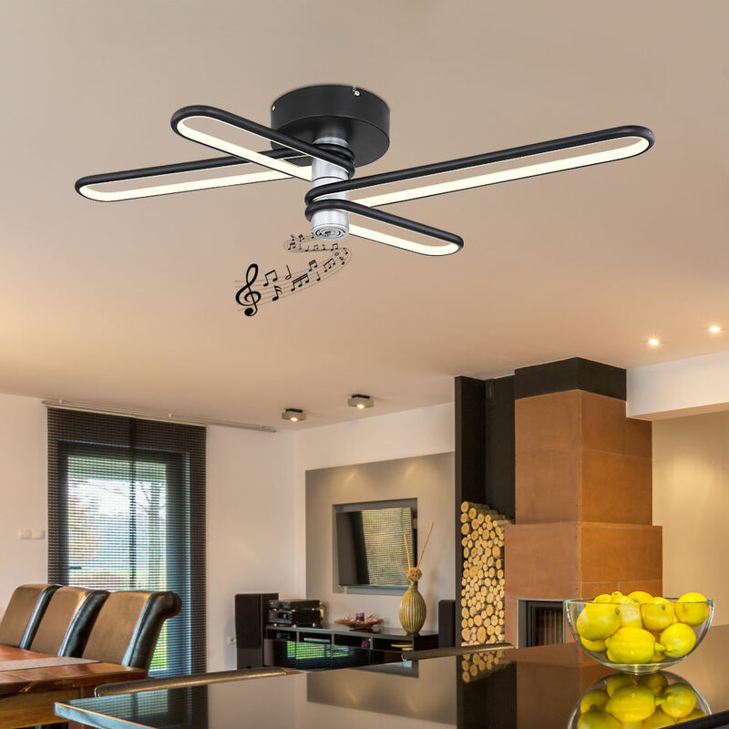 Image of Plafoniera led design lampada soggiorno lampada sala da pranzo lampada cucina, altoparlante Bluetooth, 35W 1400lm 3000K bianco caldo, h 18,5 cm