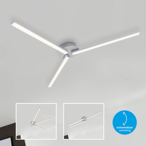 Plafoniera LED design luce soggiorno lampada plafoniera camera da letto, metallo alluminio plastica bianco, 15W 1500lm bianco caldo, LxH 68,5x4,6 cm, Briloner 3181-039