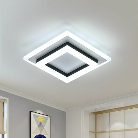 GOECO Plafoniera LED Design moderno Bianco Freddo 6000K Quadrato Lampada a Soffitto Per soggiorno, camera da letto, sala da pranzo, ufficio Nero