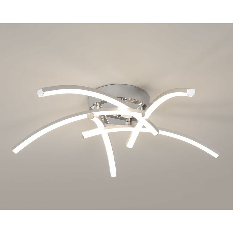 Image of Goeco - Plafoniera led Design moderno Bianco Neutro 4000K Forma d'onda Lampada a Soffitto Per soggiorno, camera da letto, sala da pranzo, ufficio