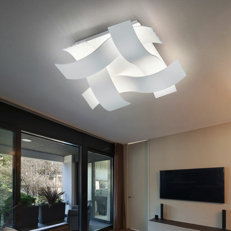 Image of Plafoniera led dimmerabile plafoniera design lampada soggiorno, 18W 1800lm bianco caldo, LxPxH 35x35x11 cm