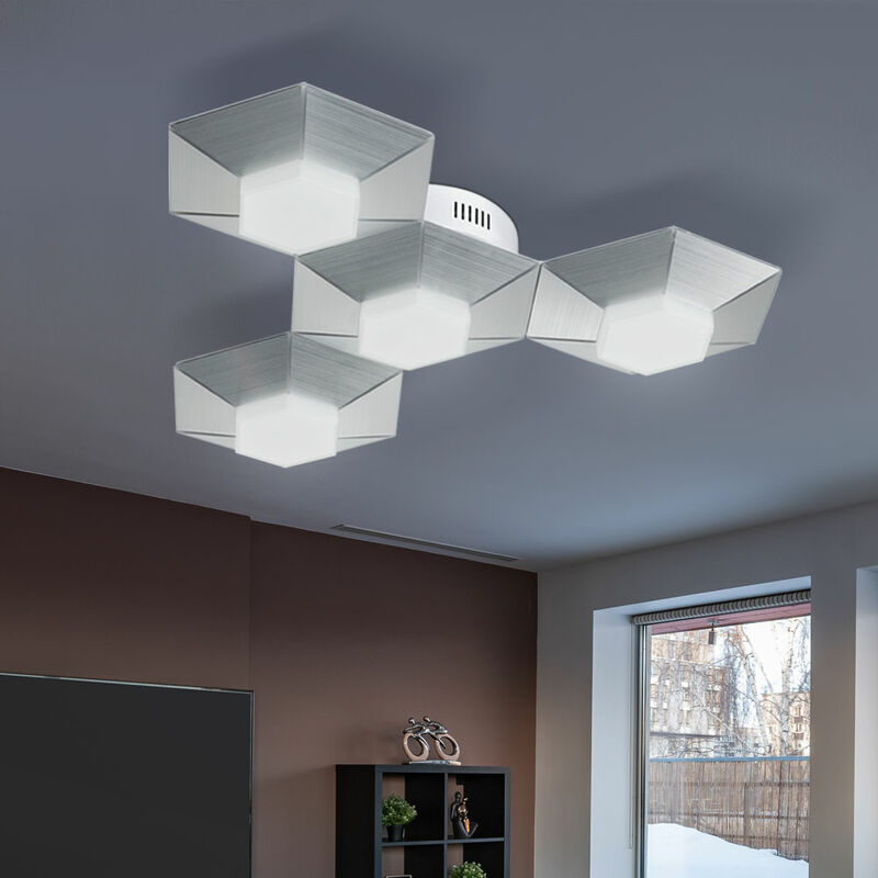 Image of Plafoniera led dimmerabile plafoniera soggiorno lampade di design moderne soggiorno, 3 livelli, alluminio, 18W 1550Lm bianco caldo, LxPxH 58x50.5x9.5