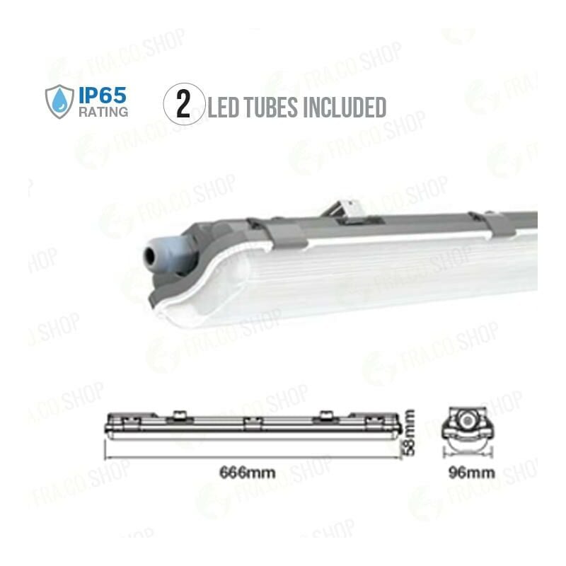 V-tac - VT-6029 Plafoniera led Doppia Impermeabile 10W 60cm 4000K IP65 sku 6465