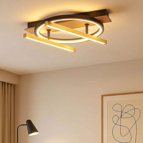 Plafoniera LED effetto legno orientabile e inclinabile 3 modalità di illuminazione 2x faretto D 40 cm