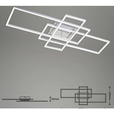 BRILONER Plafoniera LED Frame cm 104x32 Potenza 51 Watt - 6600 Lumen Colore Alluminio