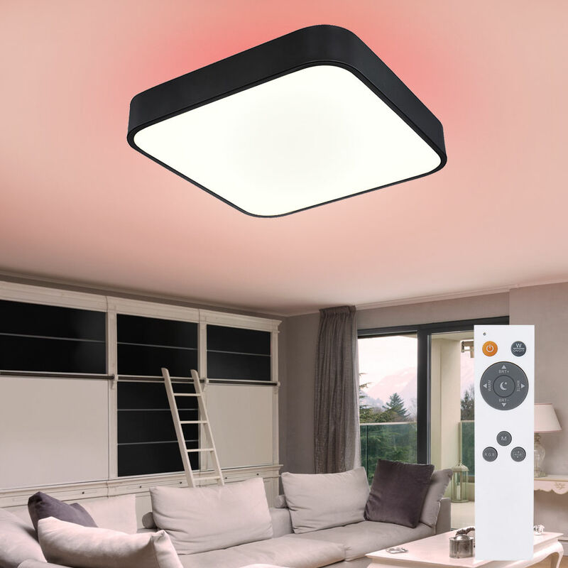 Image of Etc-shop - Plafoniera led luce soggiorno telecomando funzione luce notturna con retroilluminazione rgb opale dimmerabile, 48W 2500lm bianco