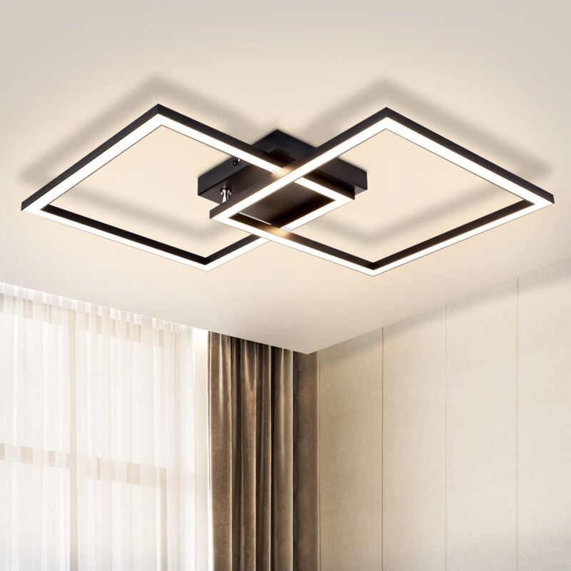 Image of Plafoniera LED -GBLY Lampada Soggiorno Nero 24W Moderna 3000K Corridoio Bianco Caldo Plafoniera Quadrata per Soggiorno Cucina Corridoio