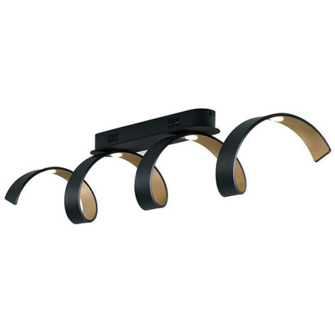 "Plafoniera LED HELIX in alluminio nero e oro 20W 3000K (Luce calda)"