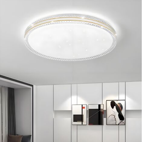 Plafoniera LED in cristallo da 48 W, plafoniera LED moderna, lampadario LED rotondo a risparmio energetico, luce bianca 6000 K, φ 40 cm
