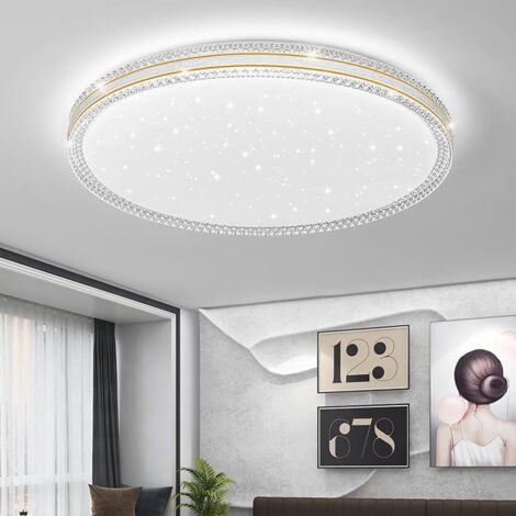 Plafoniera LED in cristallo da 48 W, plafoniera LED moderna, lampadario LED rotondo a risparmio energetico, luce bianca 6000 K, φ 40 cm