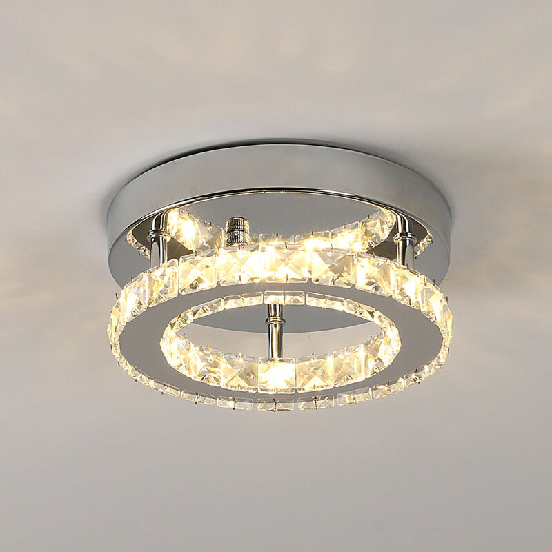Image of Plafoniera LED in Cristallo Moderno Bianco Caldo 3000K Rotondo Lampada a Soffitto Per Cucina Sala da pranzo Camera da letto Corridoio Ingresso Balcone